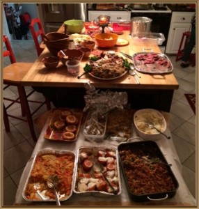 Turkey displayed with sides