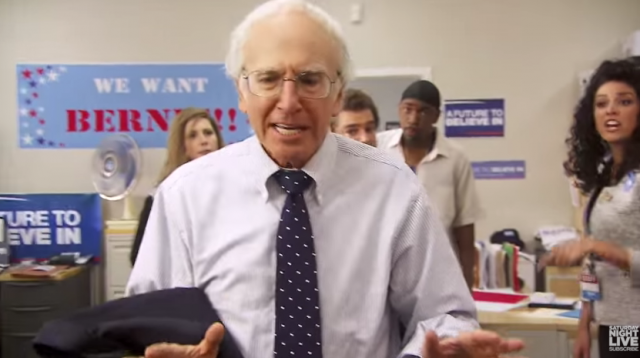 Larry David Smashes Into Bernie Sanders On Snl With Bern Your Enthusiasm The Interrobang
